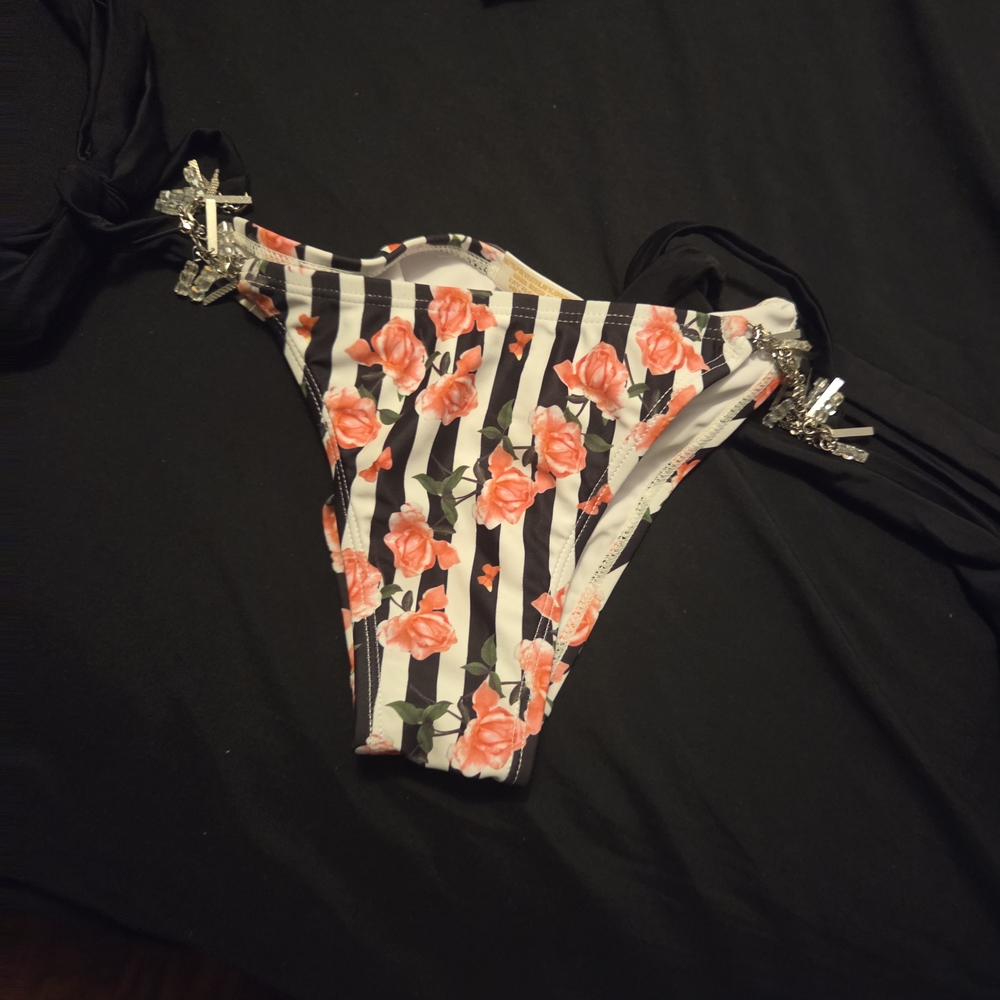 Bahimi Striped Floral Bikini Bottom
